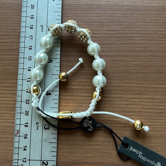 Joseph Nogucci nwt white pearl string bracelet crystal beads adjustable beachy - Picture 5 of 5